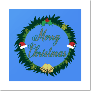 Merry Christmas, Christmas wreath Posters and Art